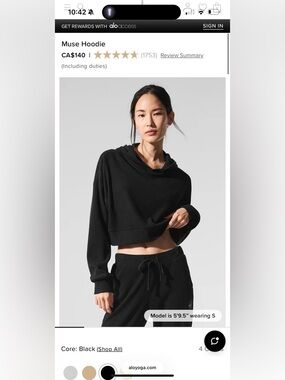 ALO Yoga Black Ribbed Cropped Muse Sweater